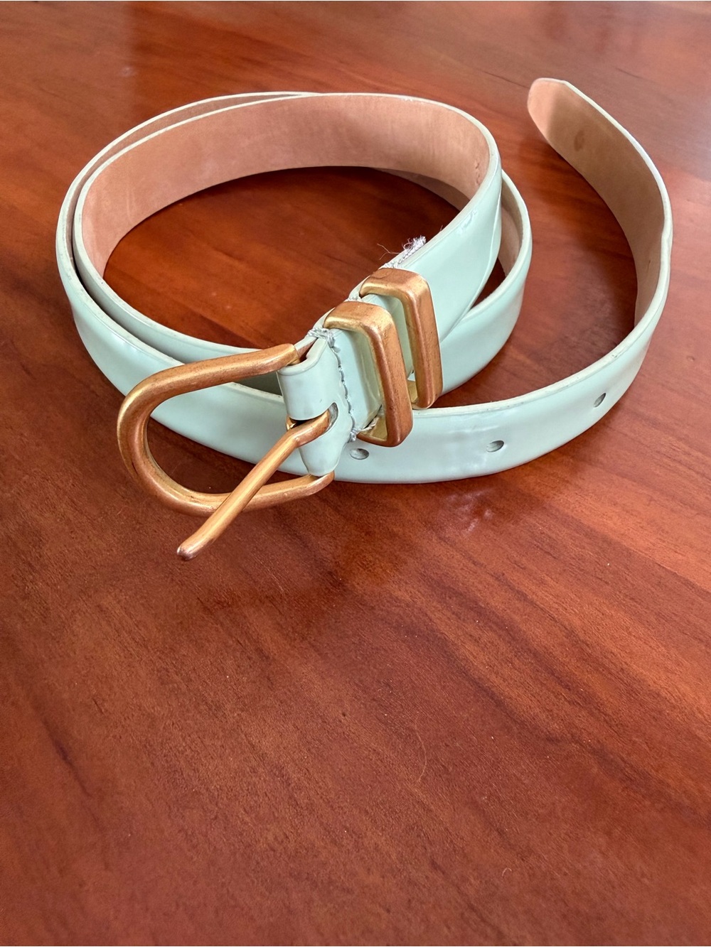 J. Crew Patent Mint Green Belt with Gold Buckle - Picture 14 of 15